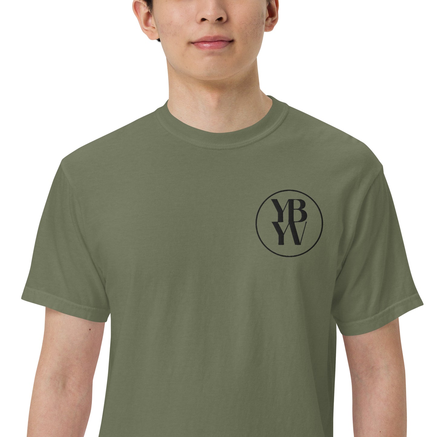 YBYV Comfort Colors T-Shirt with Black Embroidered Circle Logo