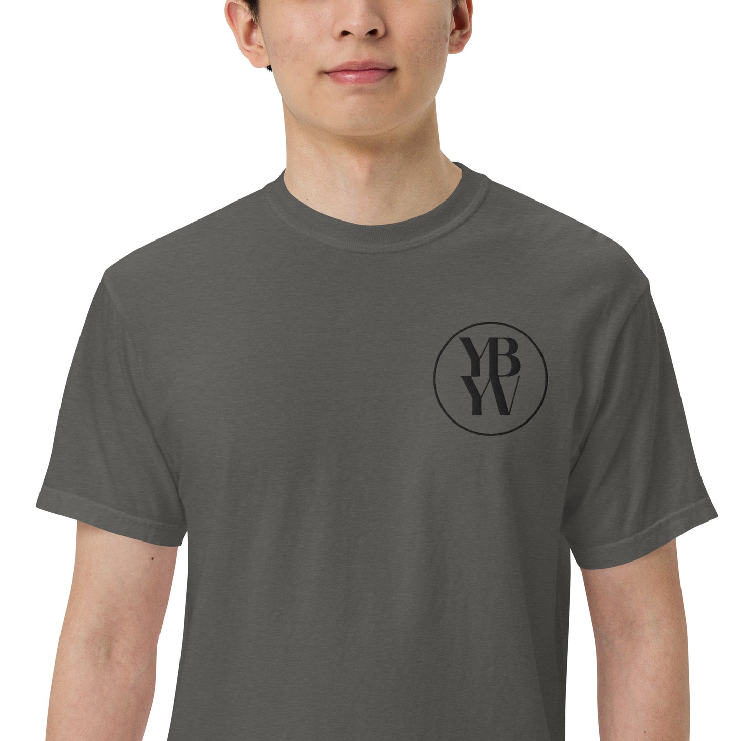 YBYV Comfort Colors T-Shirt with Black Embroidered Circle Logo