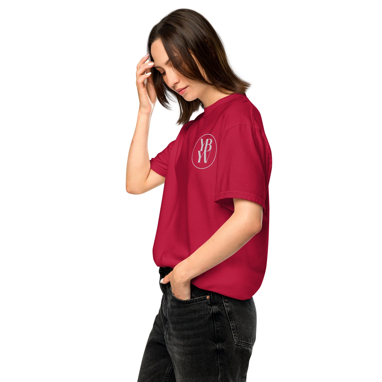 YBYV Comfort Colors T-Shirt with White Embroidered Circle Logo