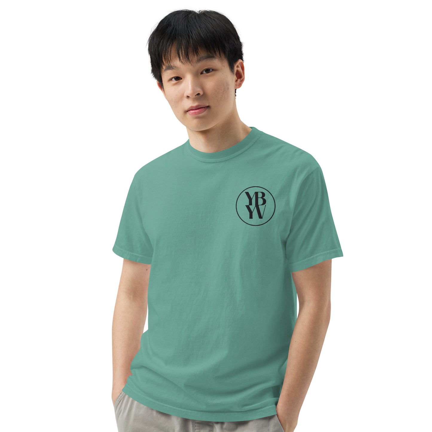 YBYV Comfort Colors T-Shirt with Black Embroidered Circle Logo