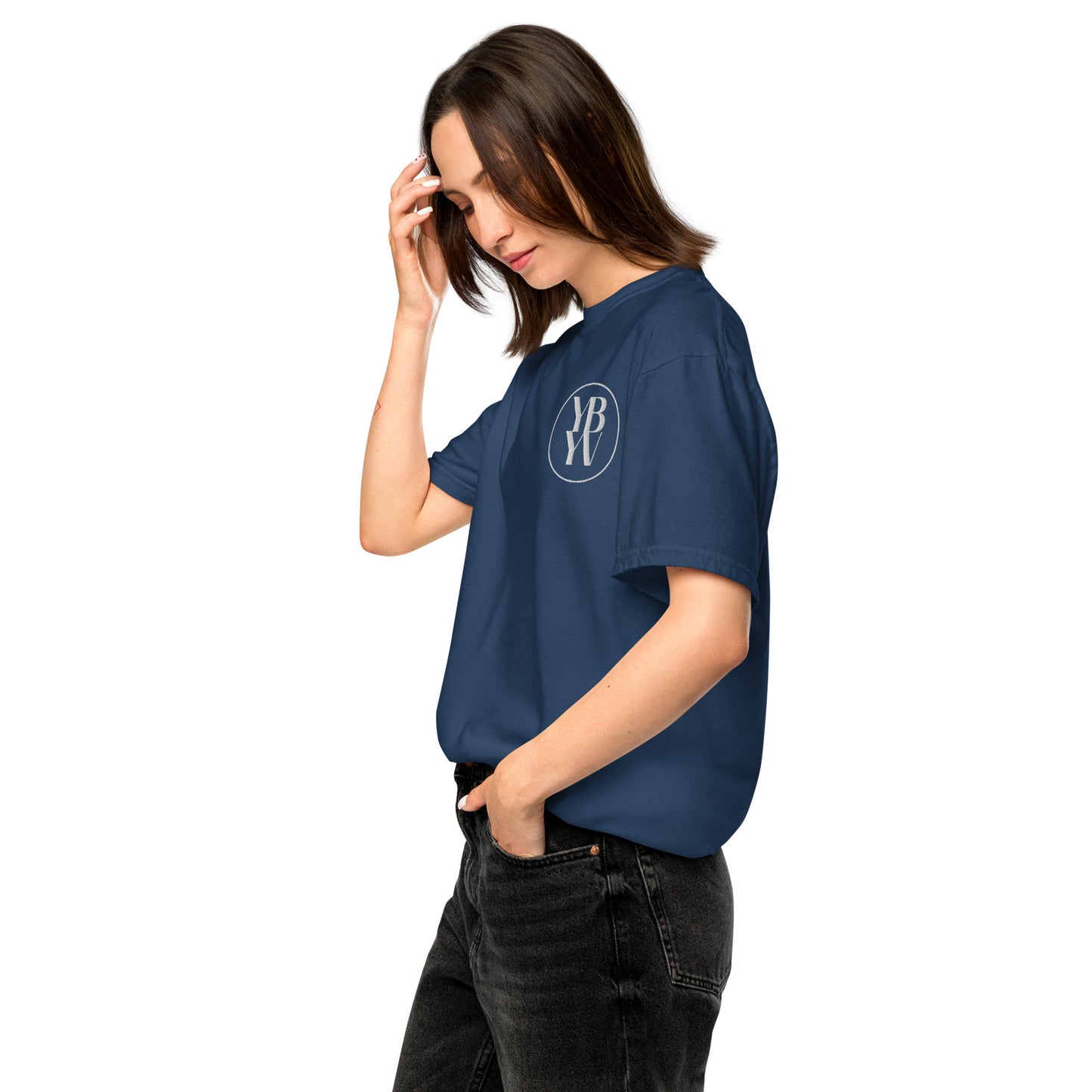 YBYV Comfort Colors T-Shirt with White Embroidered Circle Logo