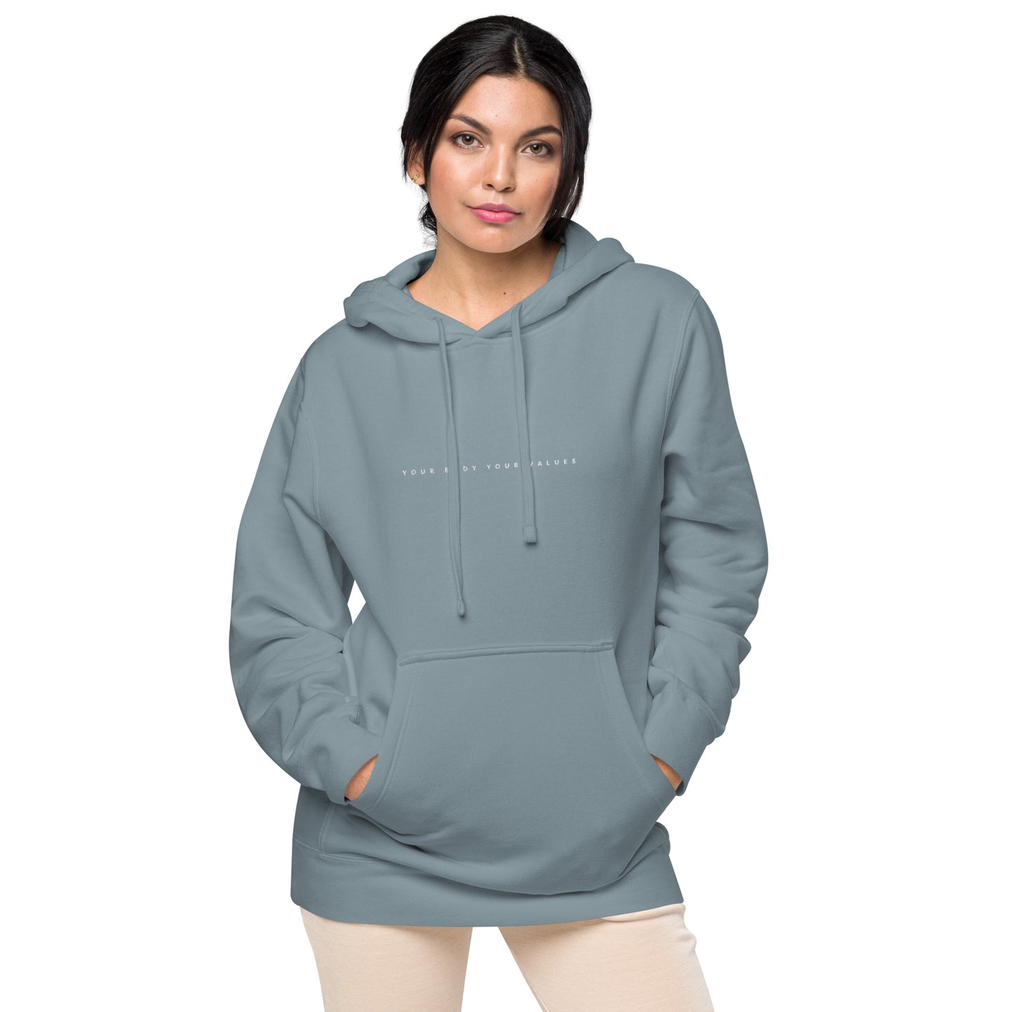 YBYV Unisex Hoodie with Embroidered Minimalist Font