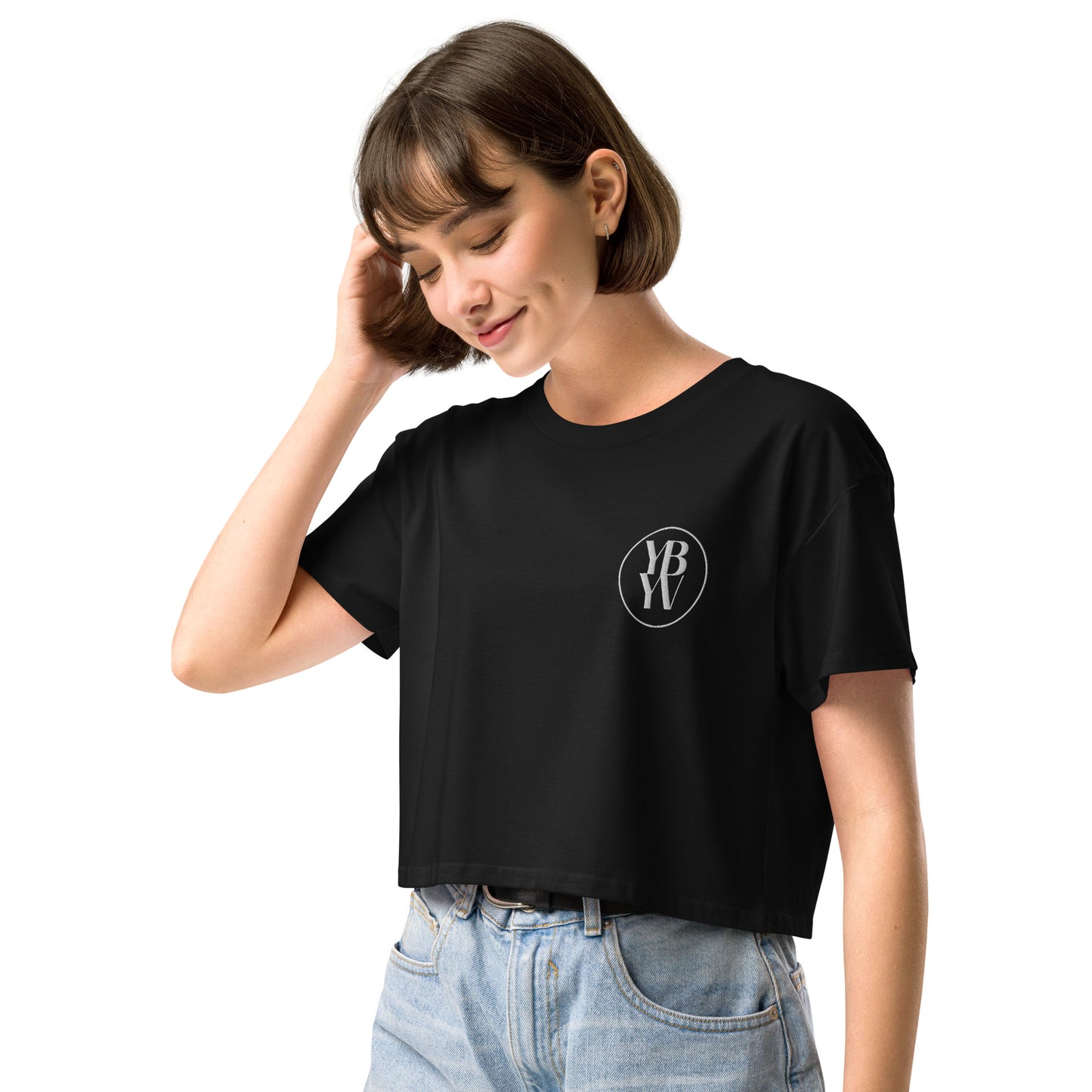 YBYV Crop Top with Embroidered Circle Logo