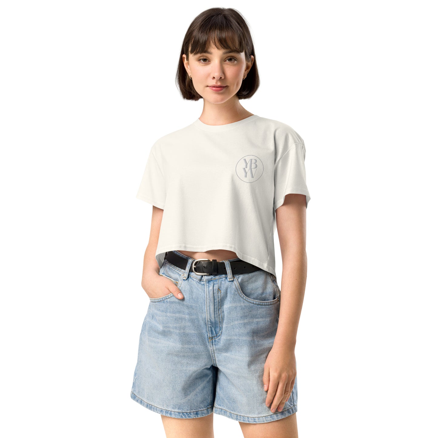 YBYV Crop Top with Embroidered Circle Logo