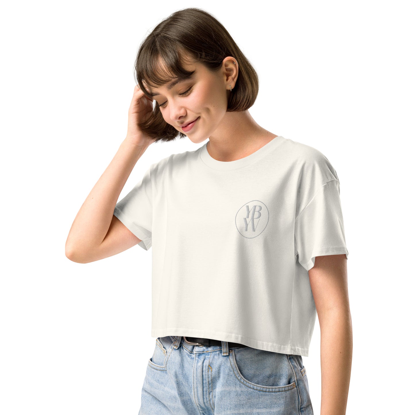 YBYV Crop Top with Embroidered Circle Logo