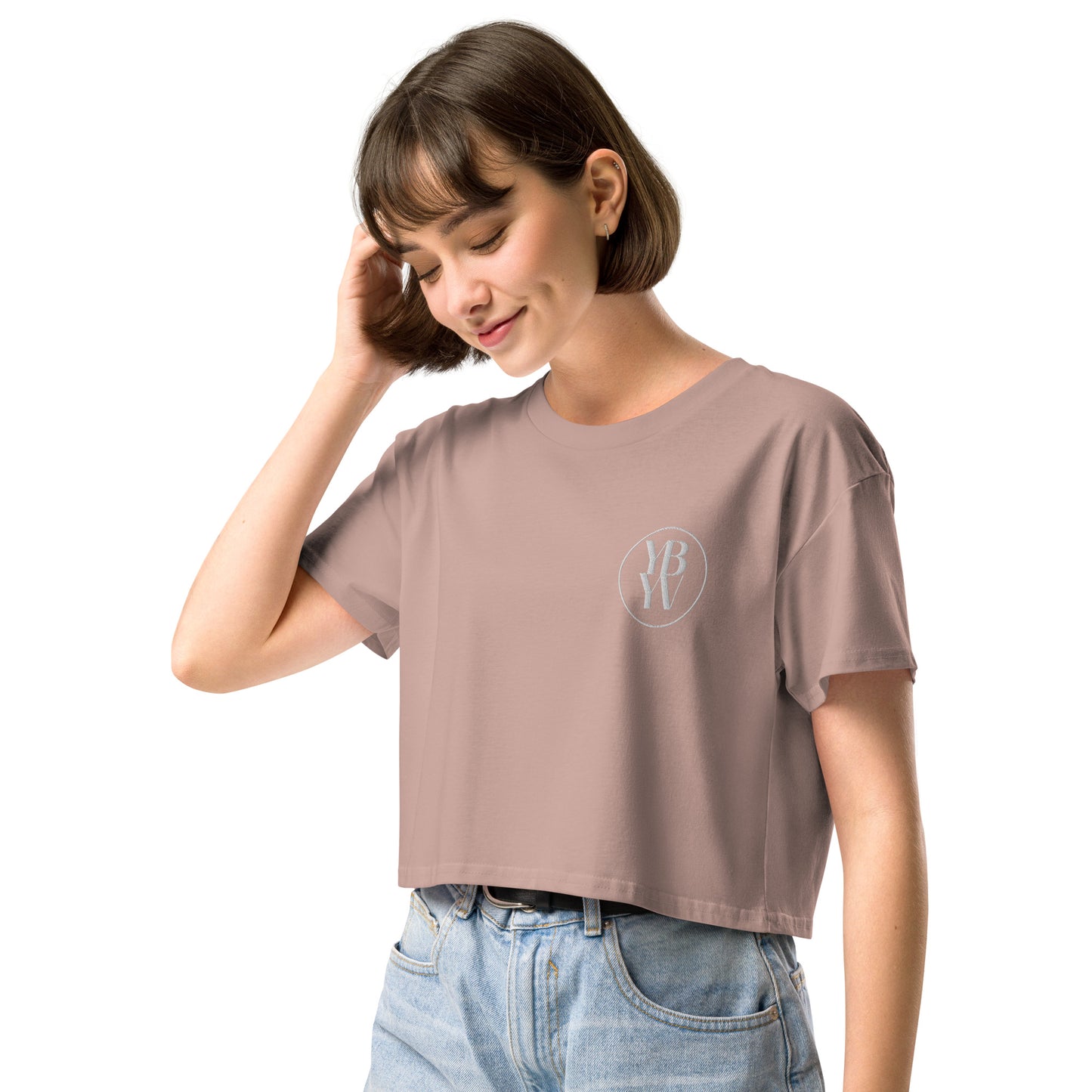 YBYV Crop Top with Embroidered Circle Logo