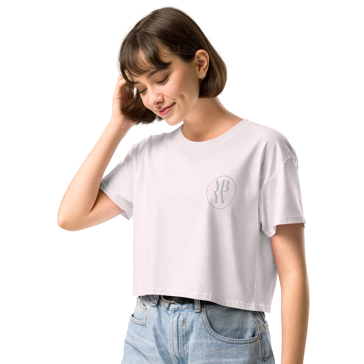 YBYV Crop Top with Embroidered Circle Logo