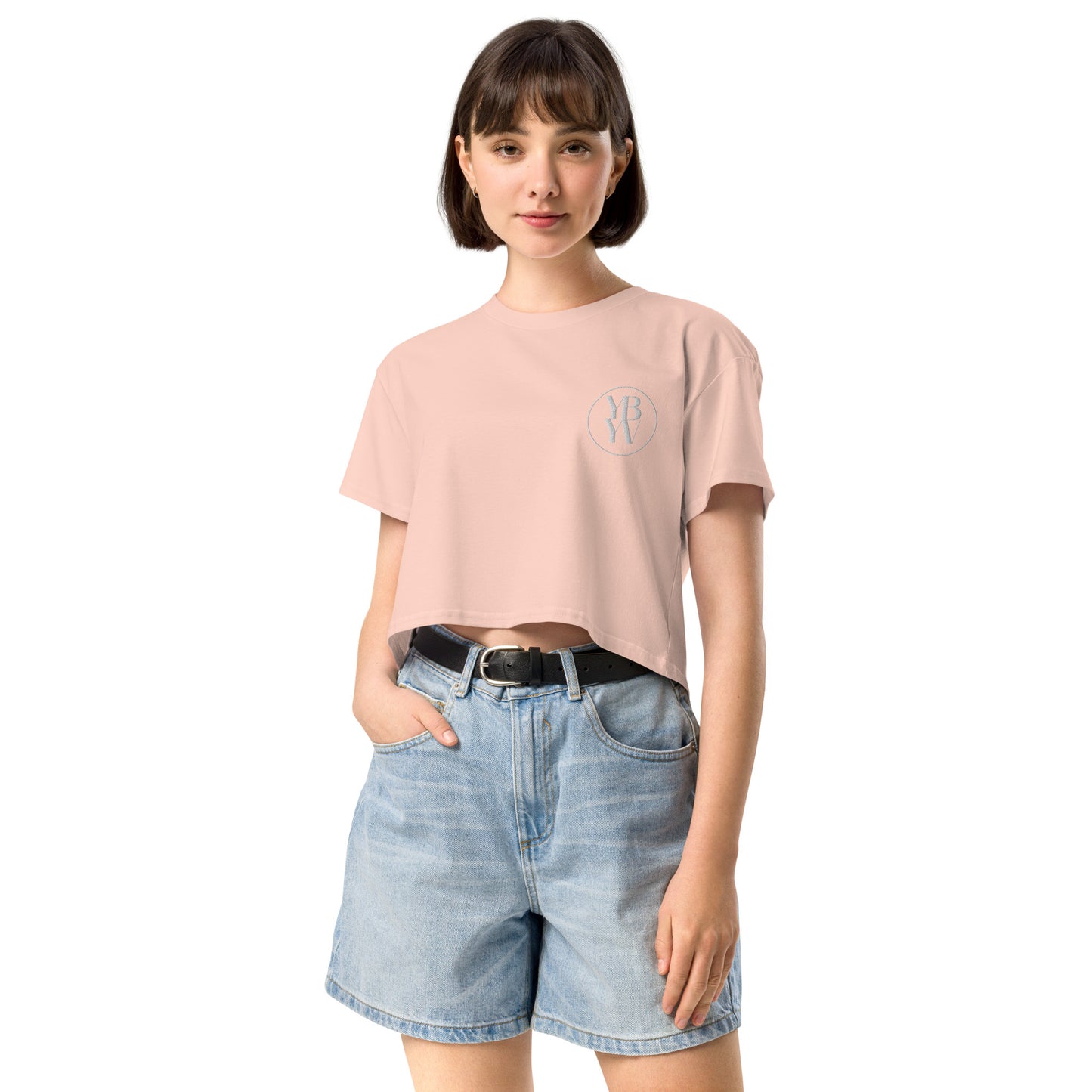 YBYV Crop Top with Embroidered Circle Logo