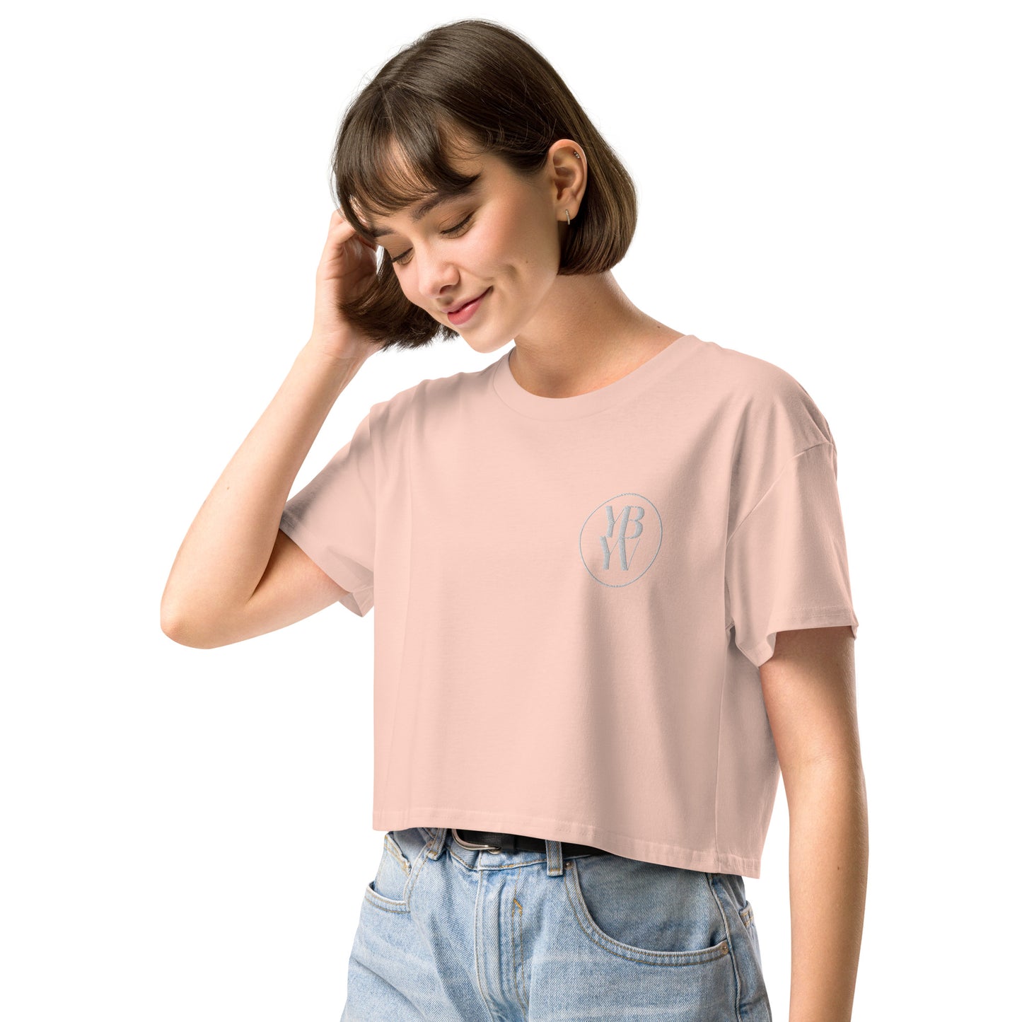 YBYV Crop Top with Embroidered Circle Logo