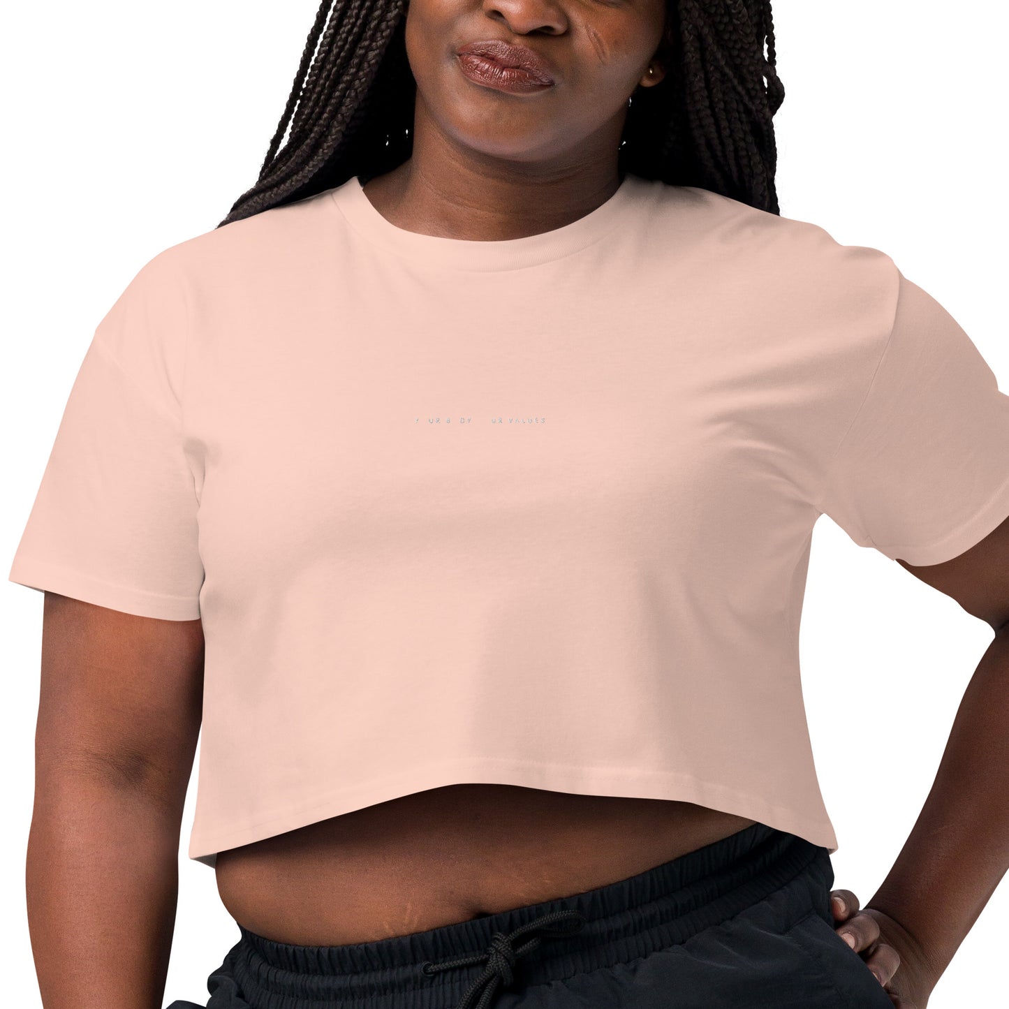 YBYV Crop Top with Embroidered Minimalist Font